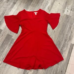London Times Vibrant Red Mini Dress with Flutter Sleeves size 10
